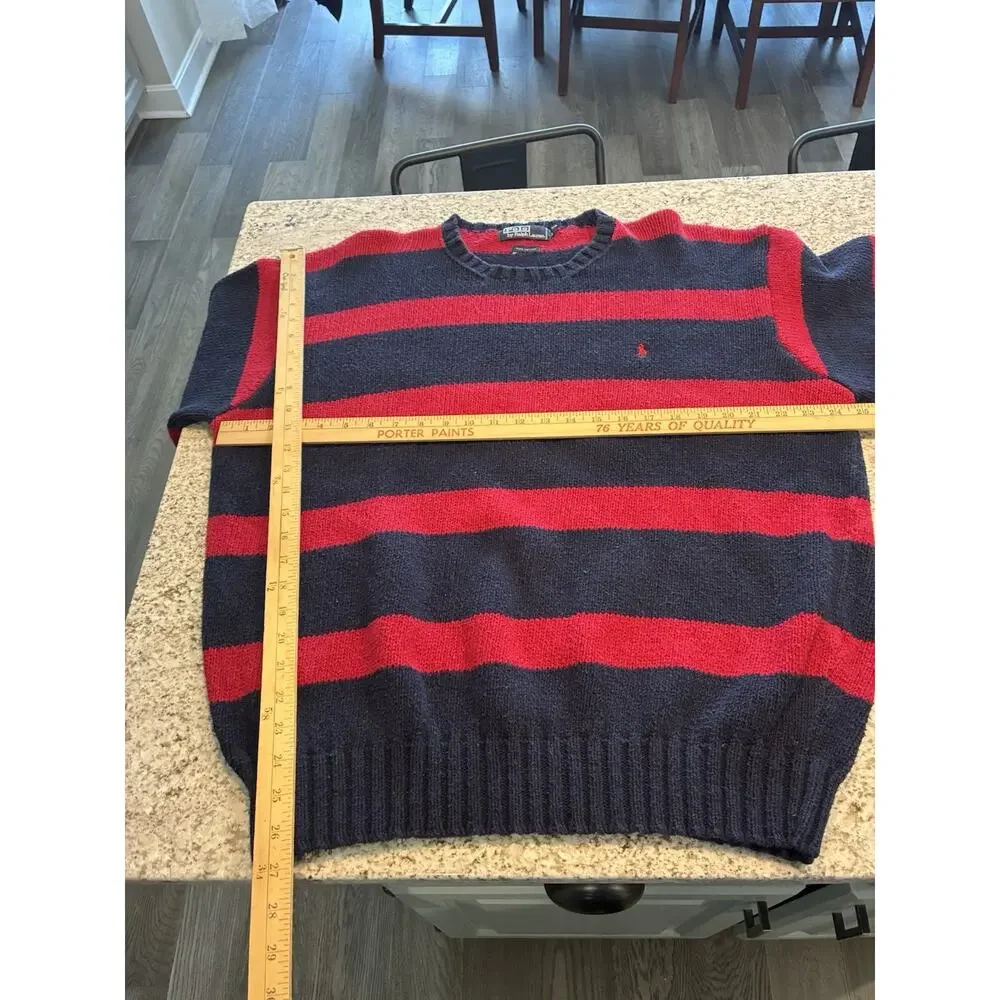 Vtg Ralph Lauren Polo Crew Neck Sweaters Red Stripped and Green Lot Of 2 Sz XXL - Picture 11 of 13